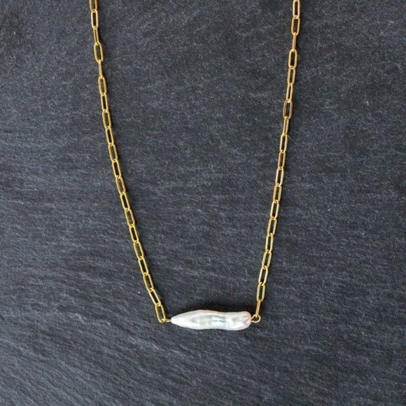 Pearl Necklace & Bracelet Set Bundle Waterproof Jewelry Baroque Pearl Necklace - Picture 8 of 12